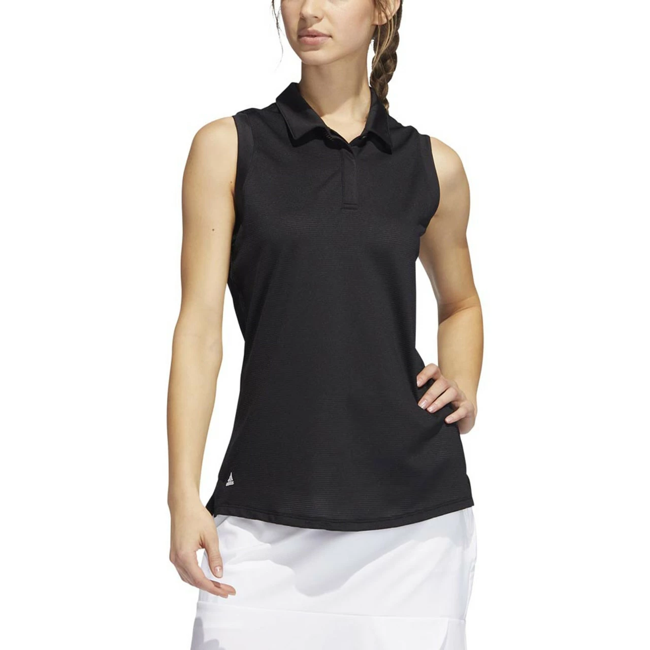 ADIDAS Women's Primeblue Ottoman Stripe Sleeveless Polo - Image 7