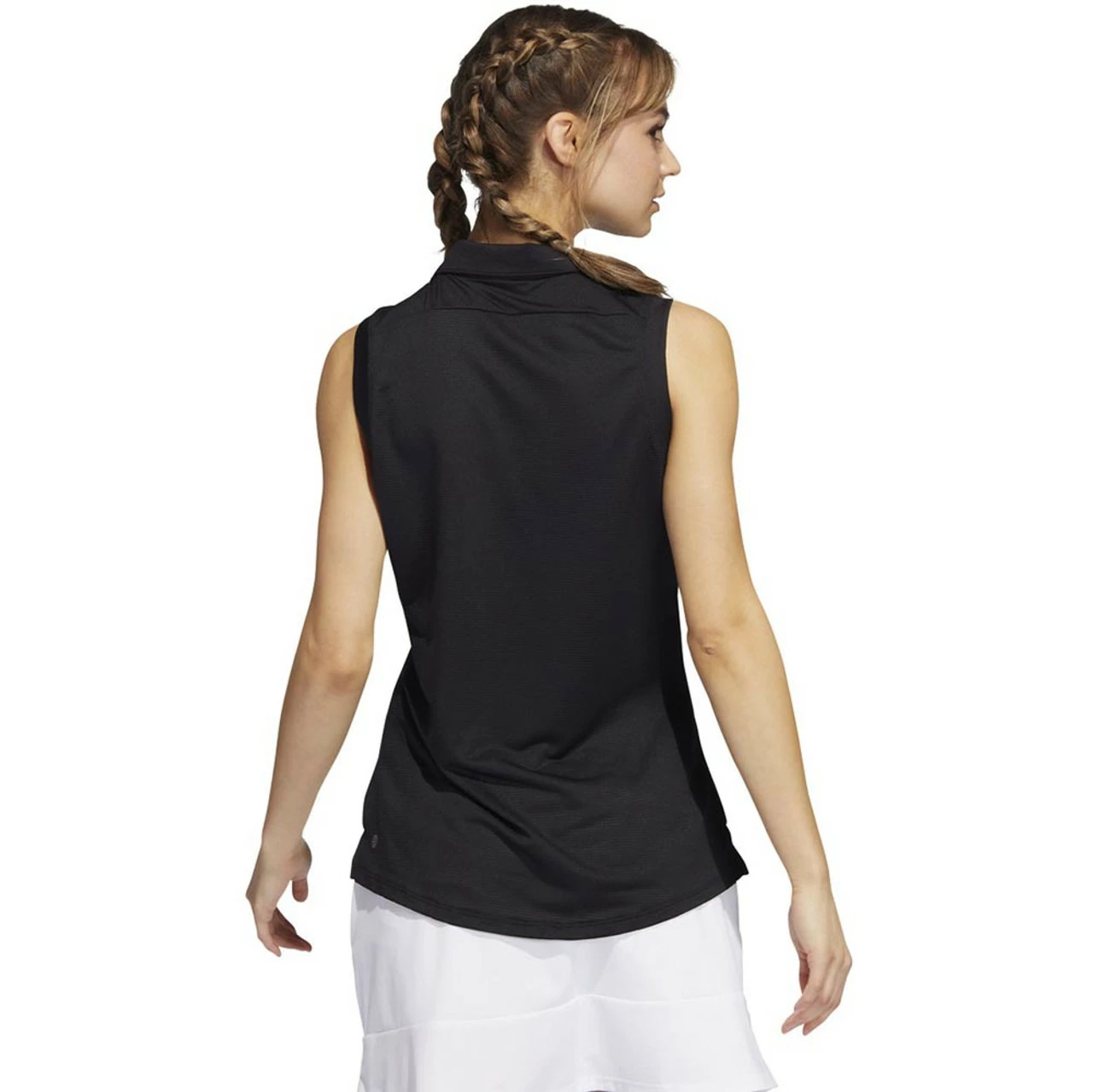 ADIDAS Women's Primeblue Ottoman Stripe Sleeveless Polo - Image 8
