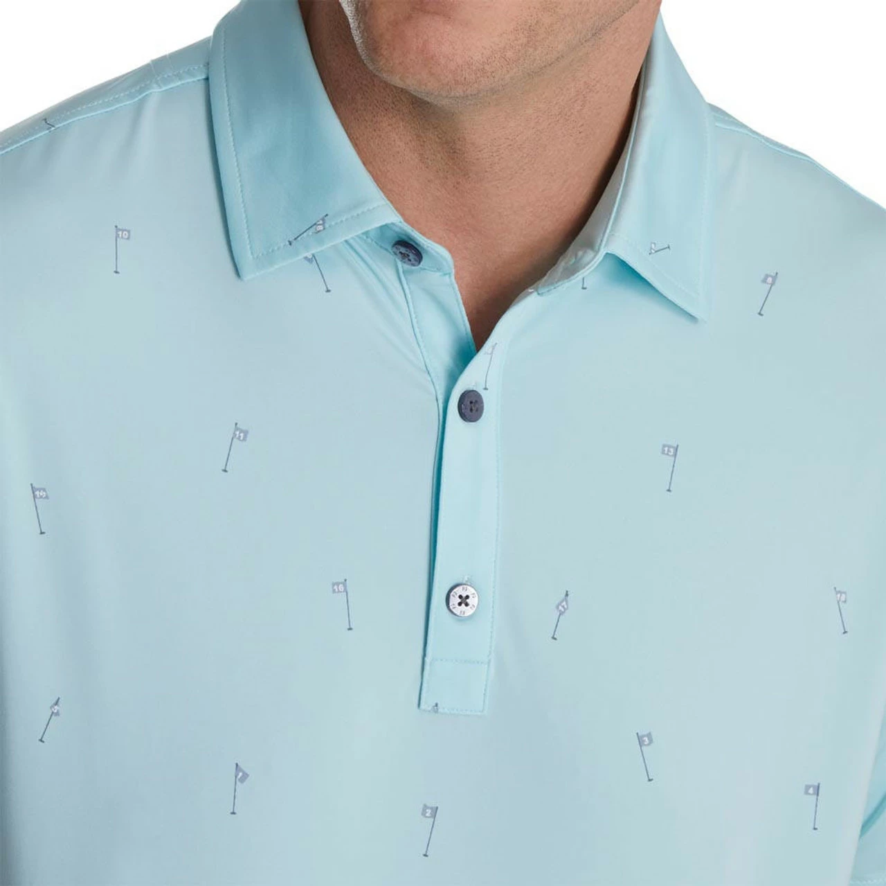 FootJoy 18 Holes Print Lisle Self Collar Polo - Image 3