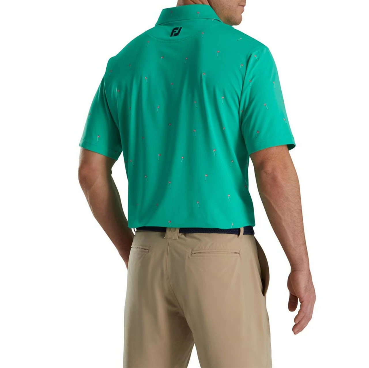 FootJoy 18 Holes Print Lisle Self Collar Polo - Image 10