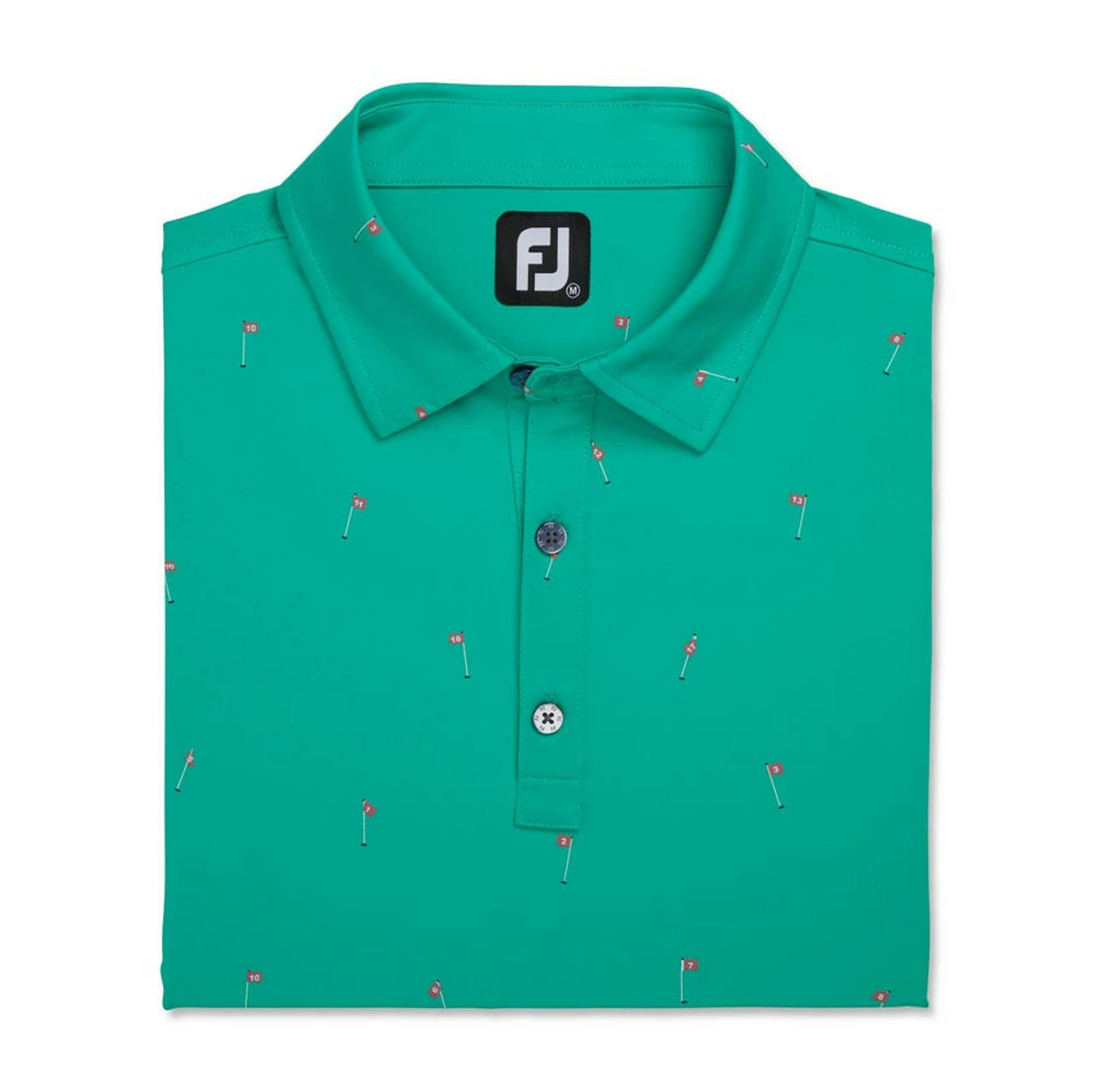 FootJoy 18 Holes Print Lisle Self Collar Polo - Image 12