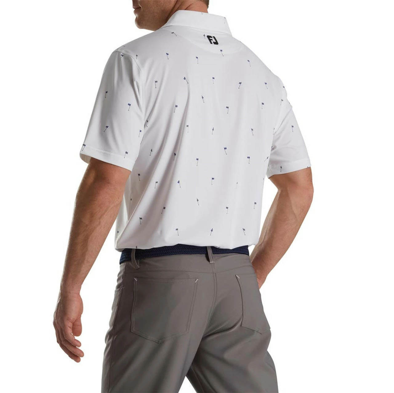 FootJoy 18 Holes Print Lisle Self Collar Polo - Image 6