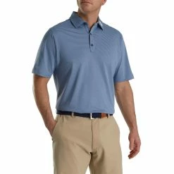 FootJoy Feeder Stripe Mix Stretch Pique Self Collar Polo - FJ Logo