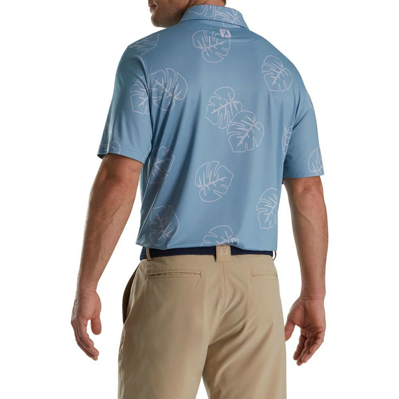 FootJoy Jungle Leaf Print Lisle Self Collar Polo - Image 6