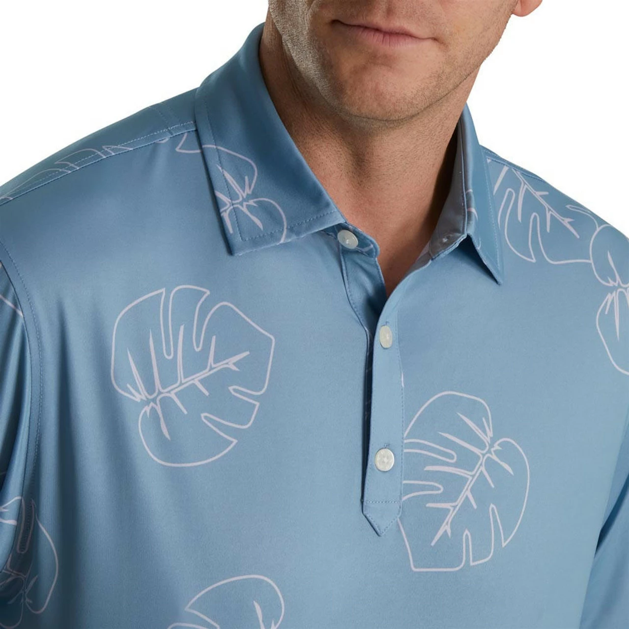 FootJoy Jungle Leaf Print Lisle Self Collar Polo - Image 7
