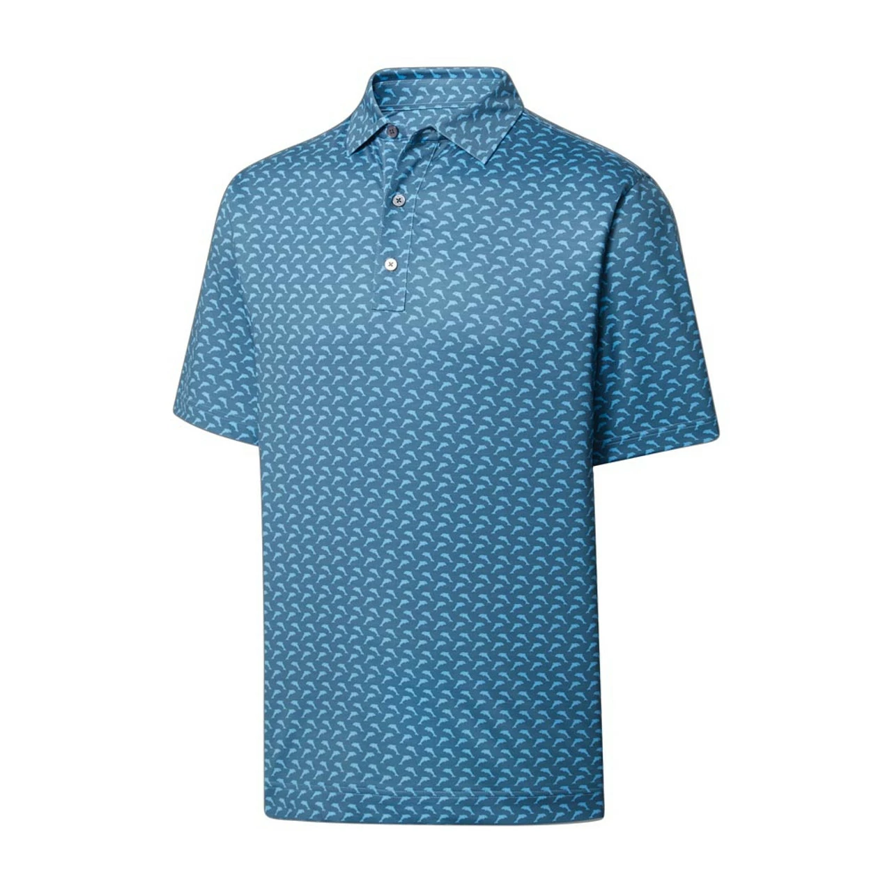 FootJoy Lisle Leaping Dolphins Print Self Collar Polo