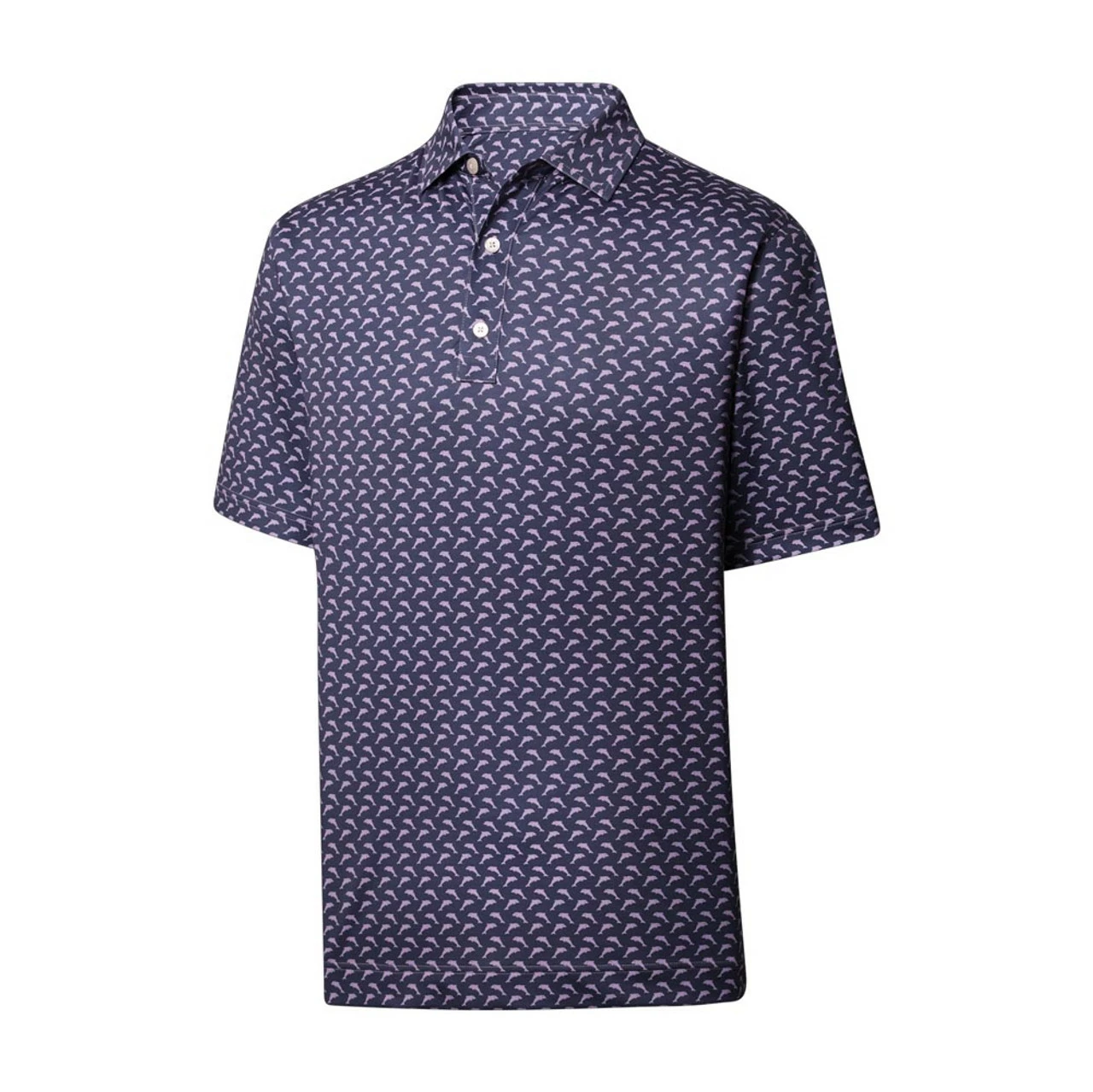 FootJoy Lisle Leaping Dolphins Print Self Collar Polo - Image 3