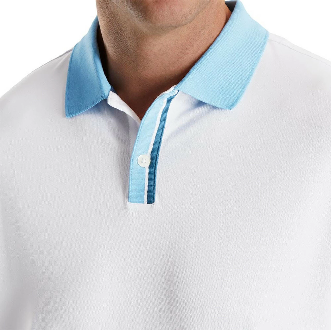 FootJoy Solid Stretch Pique With Stripe Placket Knit Collar Polo - Image 7