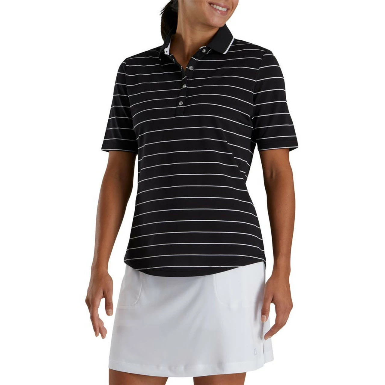 FootJoy Women's Pique Pinstripe Half Sleeve Polo - Image 5