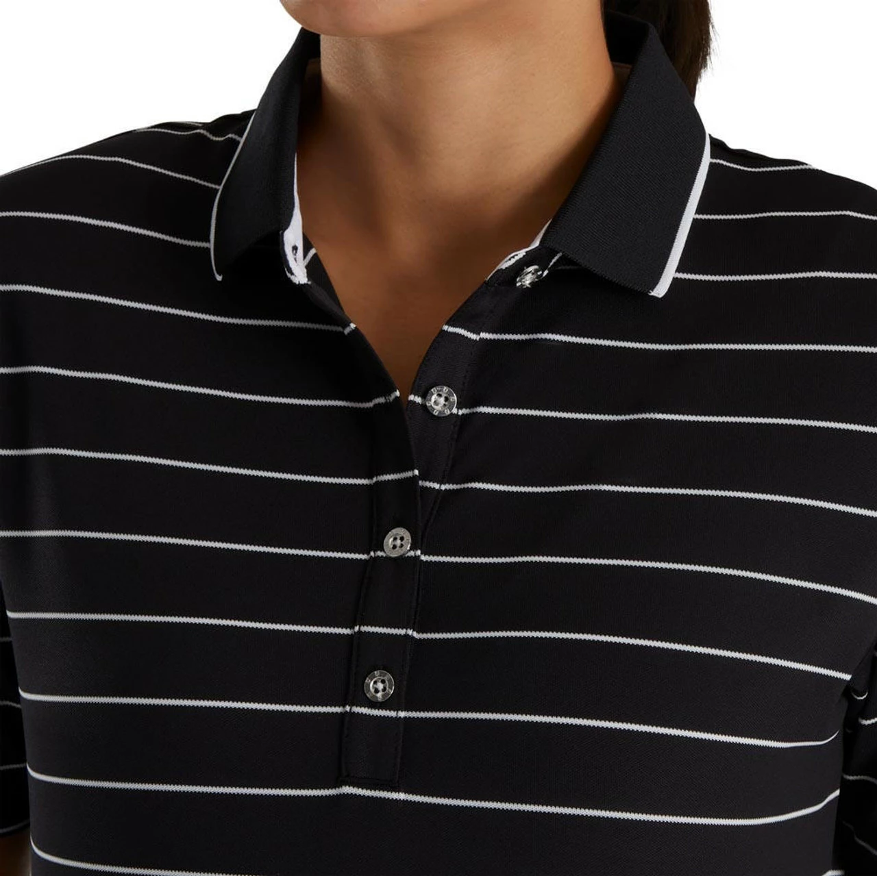 FootJoy Women's Pique Pinstripe Half Sleeve Polo - Image 7