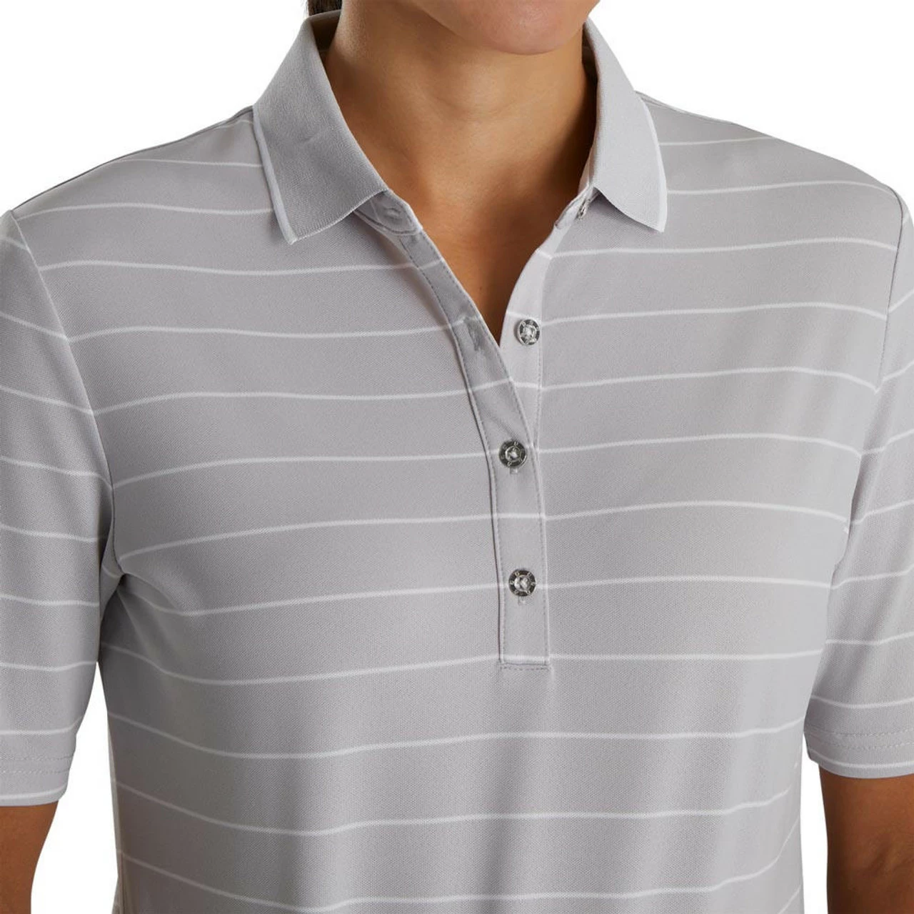FootJoy Women's Pique Pinstripe Half Sleeve Polo - Image 3