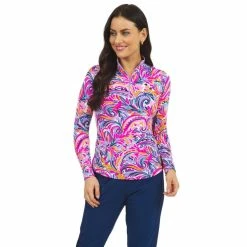 IBKUL Aubrey Print Long Sleeve Mock Neck