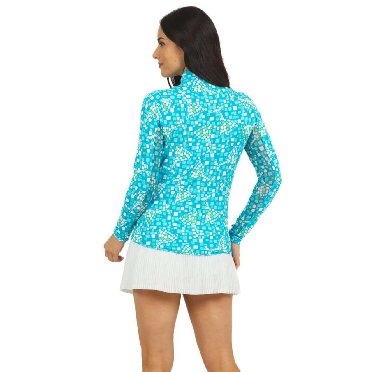 IBKUL Mosaic & Wine Print Long Sleeve Mock - Image 2